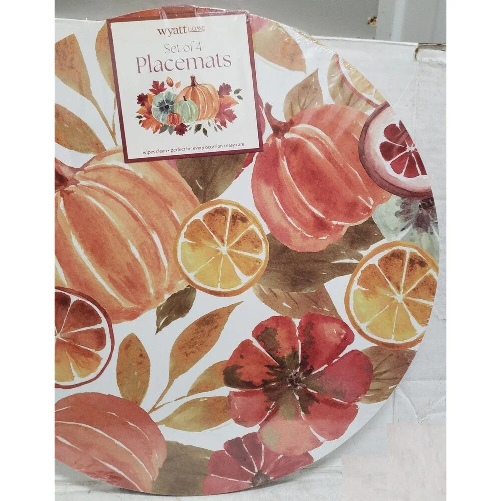 Set of 4 Round Hard Placemats With Cork Back (15